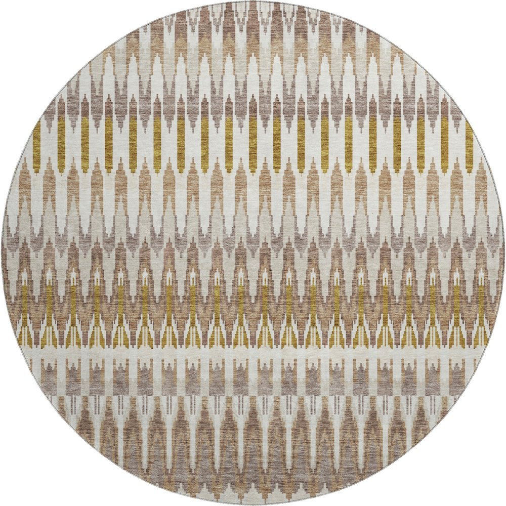 Premium Machine Washable Mayfield AMF860 Brown 8' x 8' Round Rug