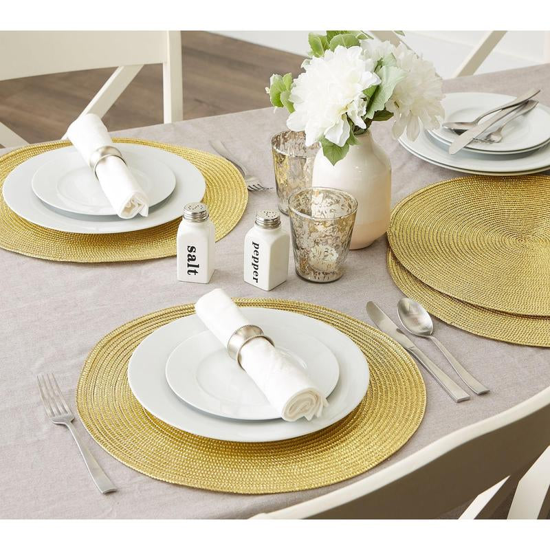 Design Imports Set of 6 Metallic Round Woven Placemat