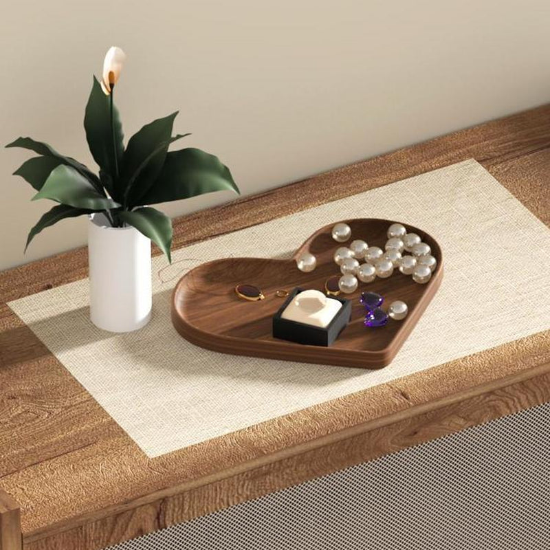 Afternoon Tea Snack Plate Candle Tray Decorative Tray Jewelry Accessories Tray Wooden Heart Shaped Trays Coffee Table Decor Home Party Wedding Décor Warming House Gift (9.4"X9"X0.79")