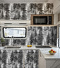 Black and White Forest Thick Vinyl Peel and Stick Wallpaper for Bathrooms and Bedrooms