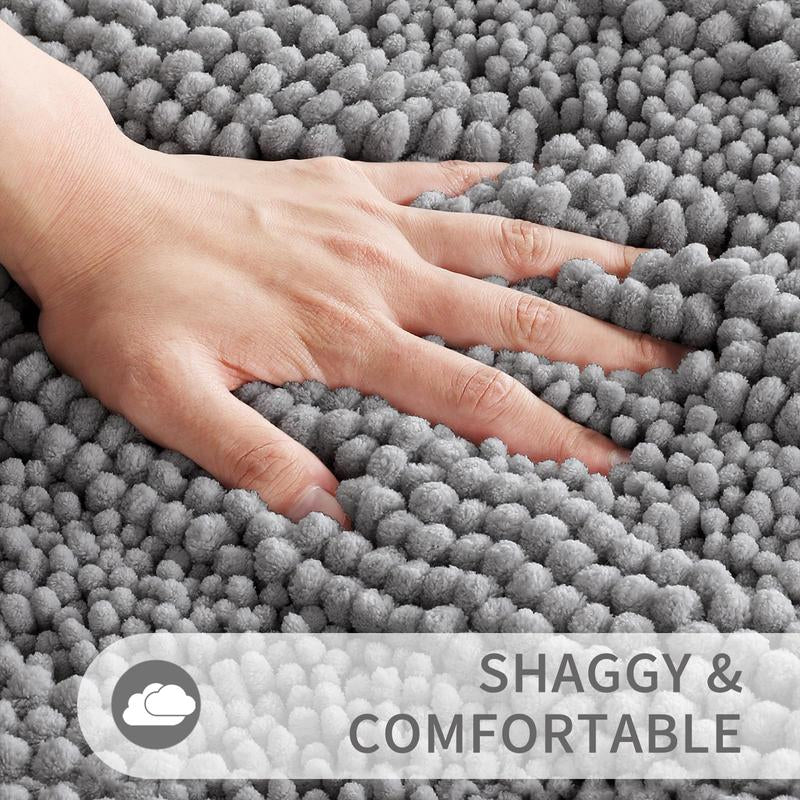 Extra Thick Bathroom Rug Mat – Super Absorbent, Non-Slip, Quick-Dry Luxury Microfiber Chenille Bath Mat, Plush Washable Soft Shower Carpet, 24" × 17"