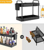 3 Pack Under Sink Organizers And Storage With Dividers,2-Tier Bathroom Organizers and Storage,Kitchen Organization,Cabinet Organizer With Hooks,Hanging Cup,Dividers,Handles