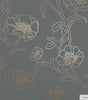 Metallic Black and White Peonies Vinyl Peel and Stick Wallpaper Roll