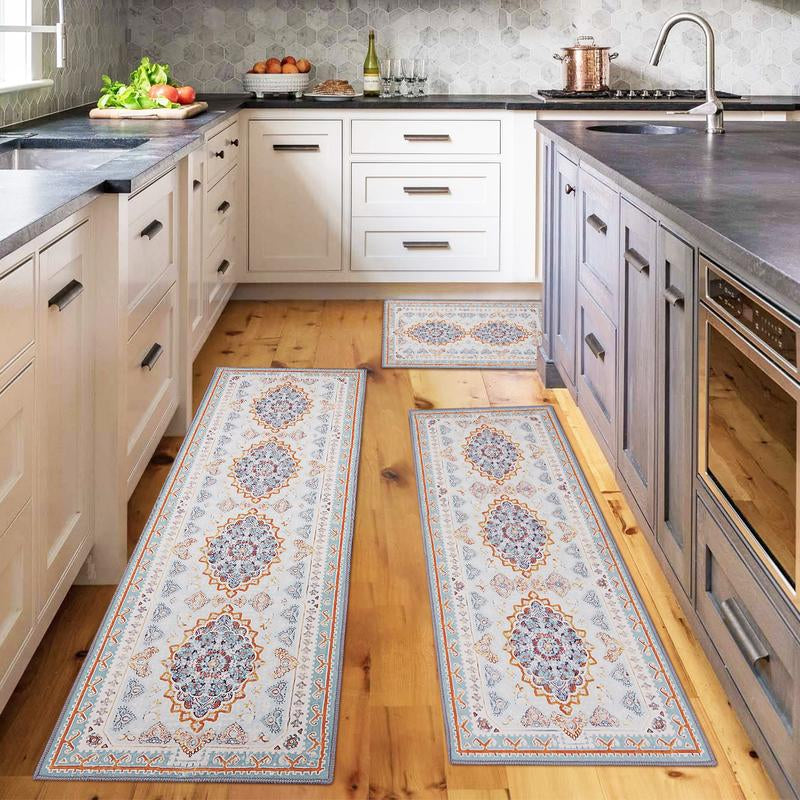 Kitchen Rug Set of 3 – Non-Slip, Washable Floor Mats for Kitchen, Bathroom & Laundry