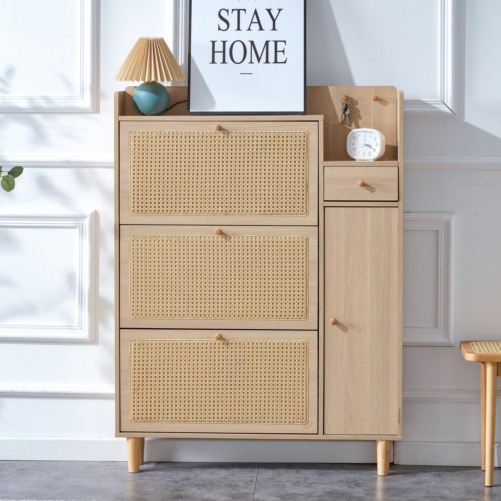 Modern minimalist storage cabinet, Japanese rattan shoe cabinet, bed top cabinet, small home furniture. Suitable for corridors and living rooms.    W115170127