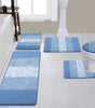 Traditional 4 Piece Microfiber Washable Bathroom Rug Set, Grey