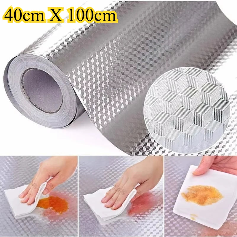 Kitchen Backsplash Stickers,40 X 100Cm, Self Adhesive Drawer Liner Peel and Stick Foil Wallpaper Cabinets Shelf Sticker