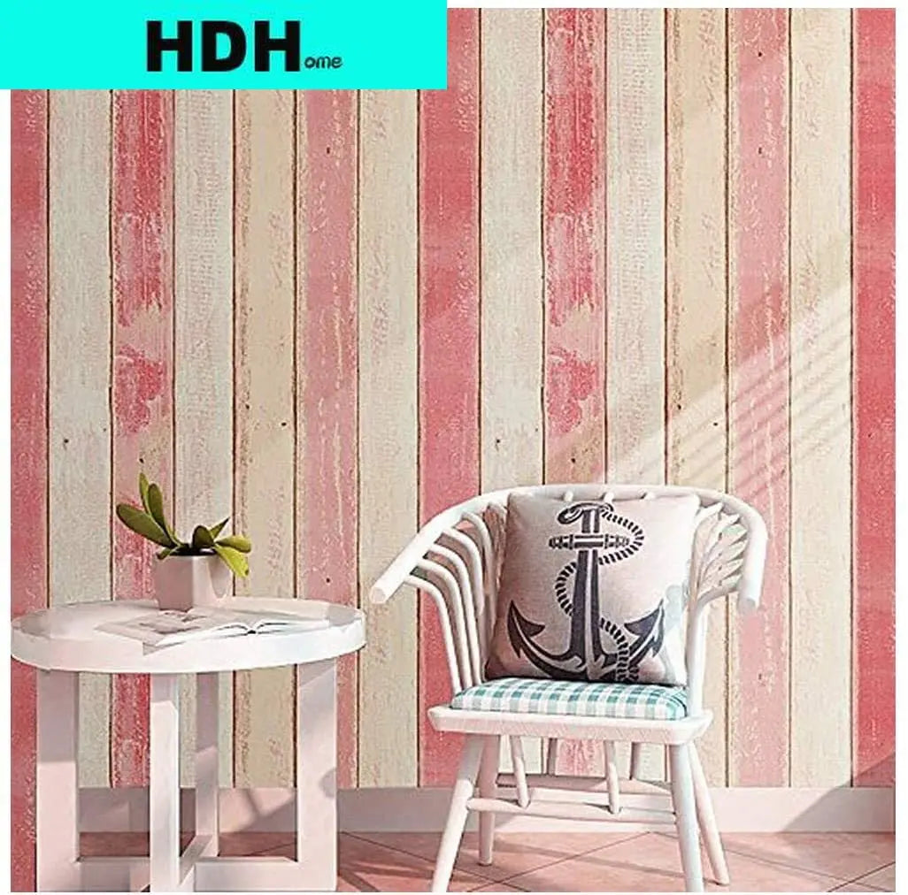Pink Wood Panel Waterproof Oil-Proof Pink Wood Plank Peel and Stick Kitchen Wallpaper