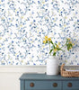 Emily White Blue Floral Peel and Stick Wallpaper Panel (covers 26 sq. ft.)