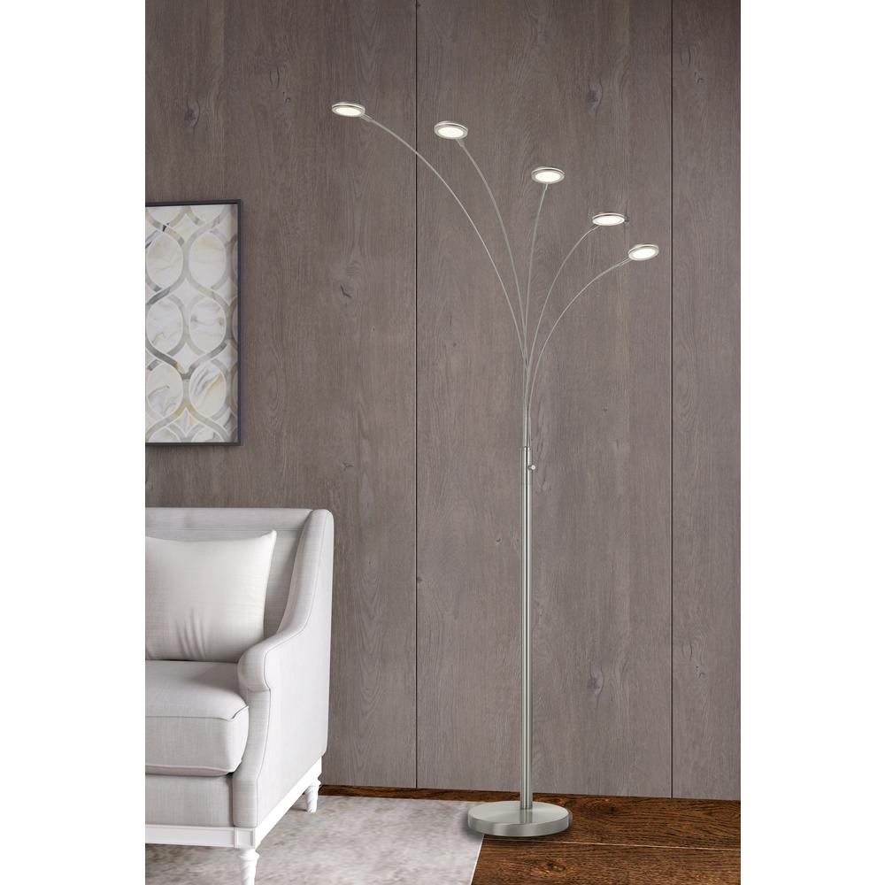 Cremona Integrated LED Metal Arc Floor Lamp – Brushed Steel