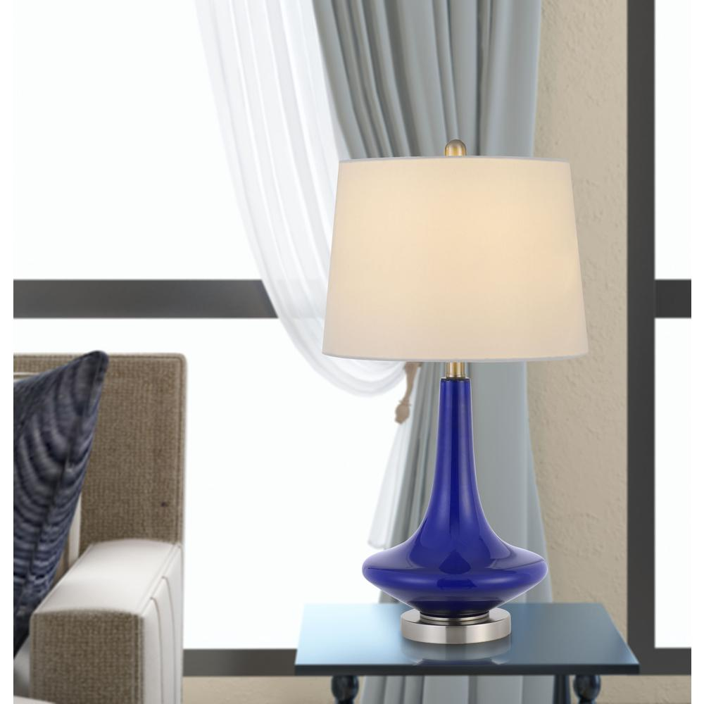 Kleve 100W Navy Blue Glass Table Lamps – Set of 2