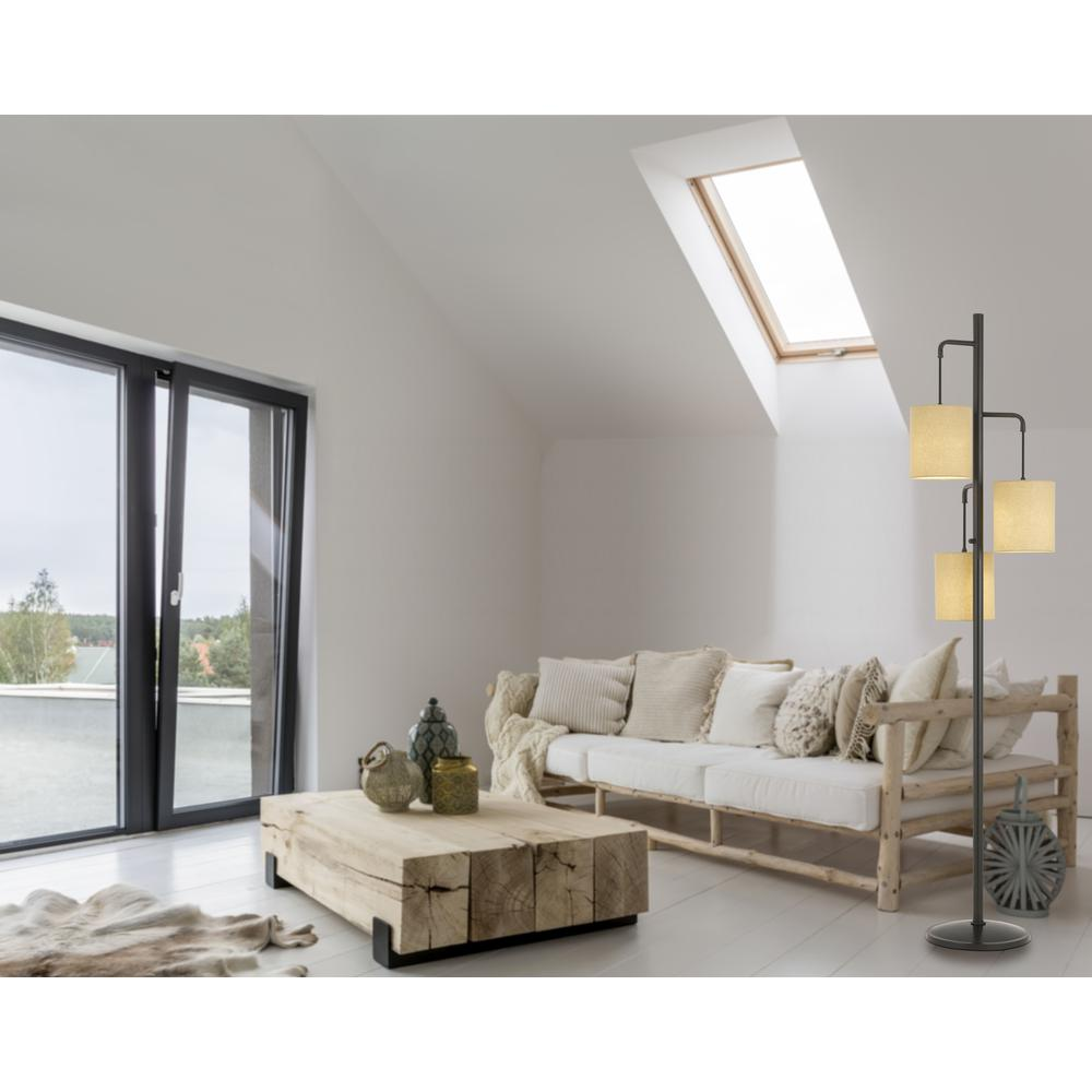 60W x 3 Kirkwall Metallantern Floor Lamp – Fabric Shade