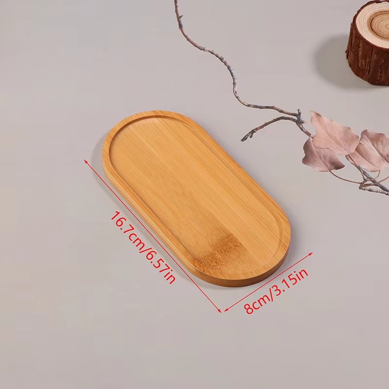 1PCS Japanese-Style Solid Wood Round Dessert Plate – Wooden Tray for Snacks, Dried Fruit & Tableware