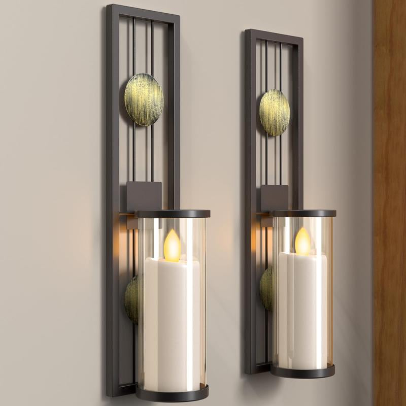 Vintage Wall Sconce Candle Holder Set – 2-Pack Hanging Decor for Bedroom & Bathroom, Flameless LED Compatible