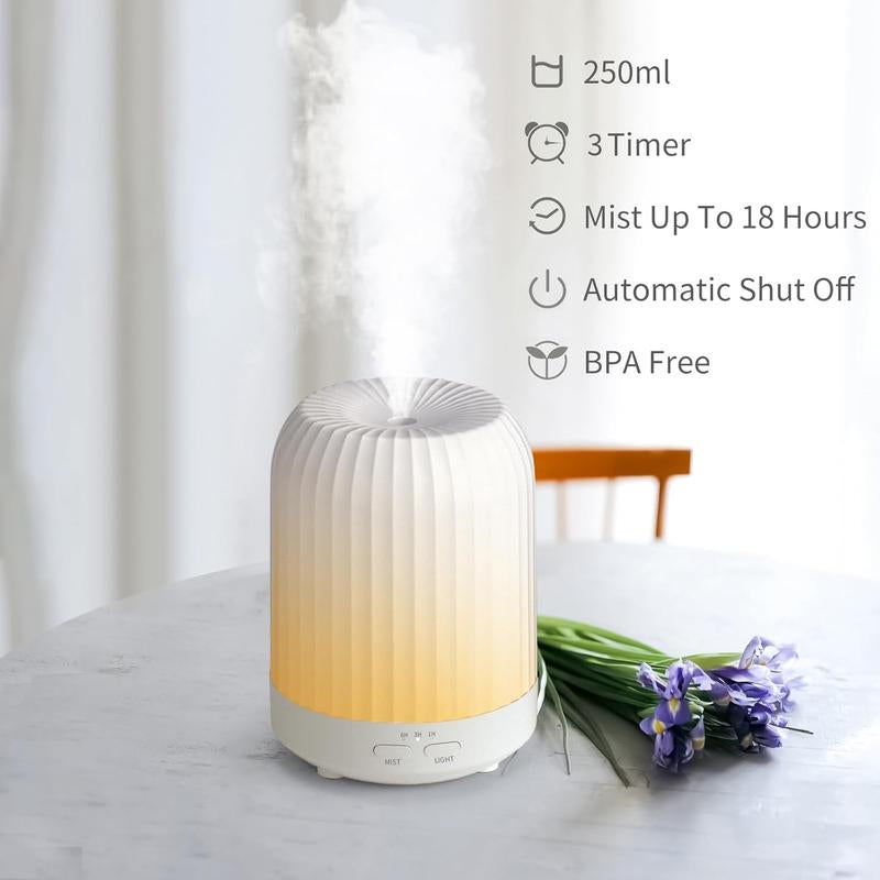 Essential Oil Diffuser 250ml – Quiet Aromatherapy Humidifier with 7 LED Colors & Auto-Off Timer for Bedroom, Baby Room, Home, Office & Indoor Plants