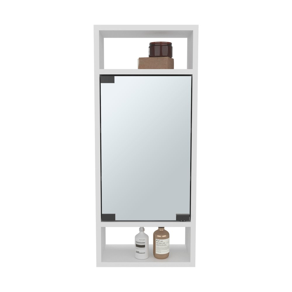 Sayre Bathroom Medicine Cabinet with Mirror – 1 Door & 5 Shelves (White)