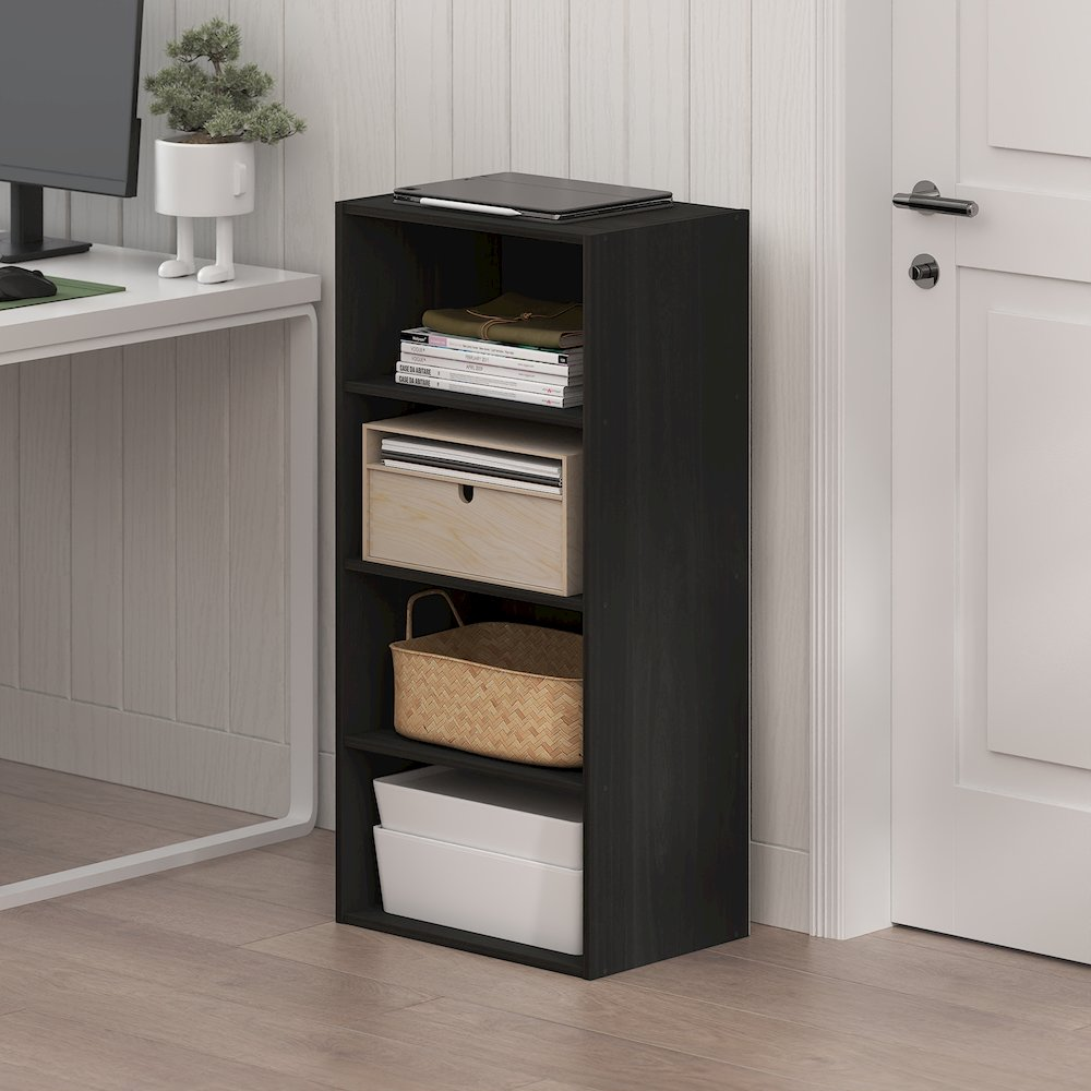 Basic 4-Tier Open Shelf Bookcase – Compact Storage Organizer (11" x 17" x 35")