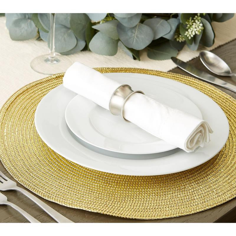 Design Imports Set of 6 Metallic Round Woven Placemat