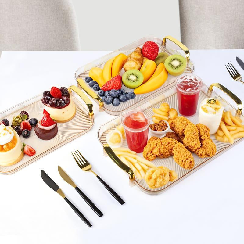 Set of 3 Plastic Serving Trays – Multi-Purpose Food Platters for Vegetables, Fruits, Snacks, Desserts, Cheese, and Party Displays – Ideal for Holidays, Gatherings & Thanksgiving