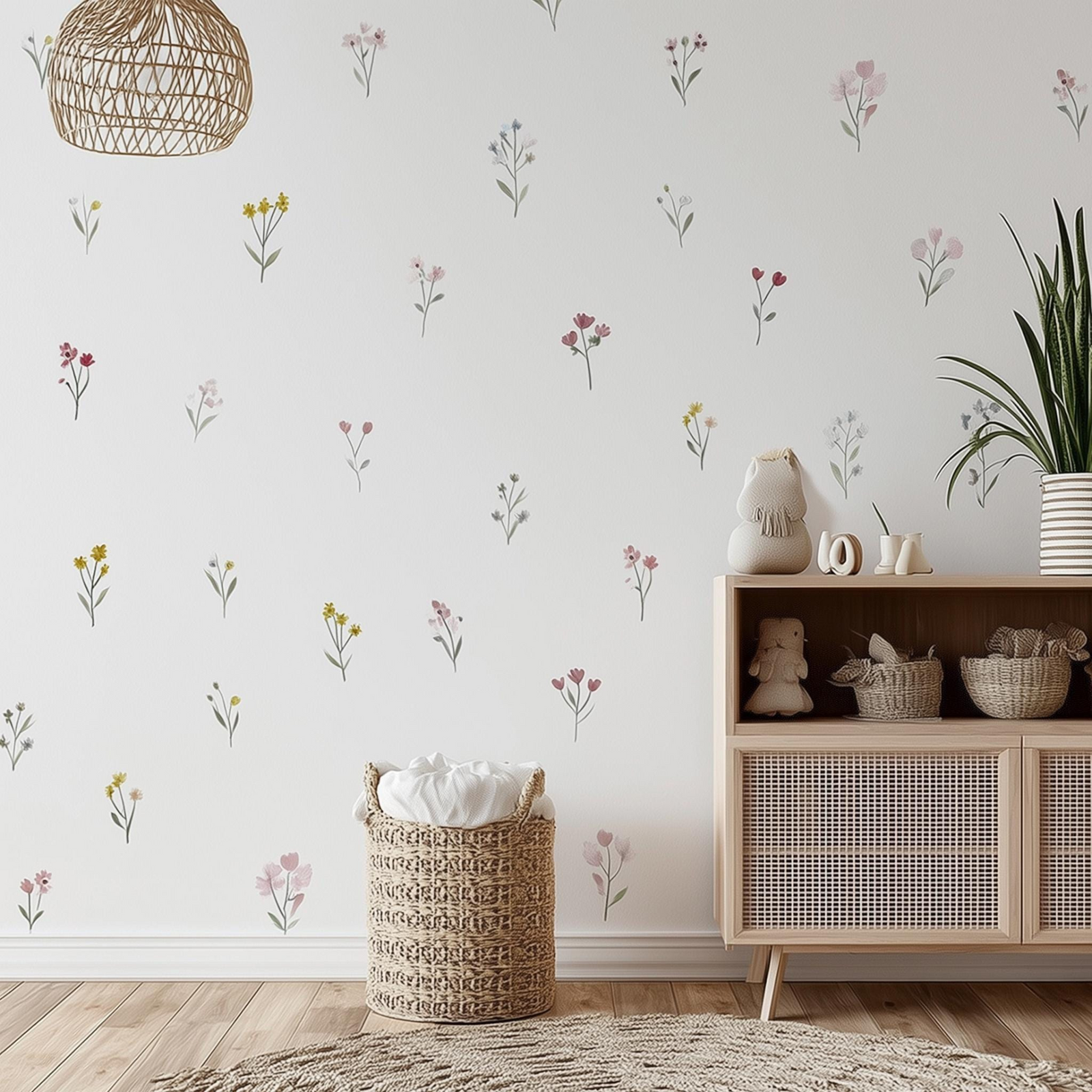 Watercolor Flower Peel and Stick Wall Decal Set (24 Pieces)