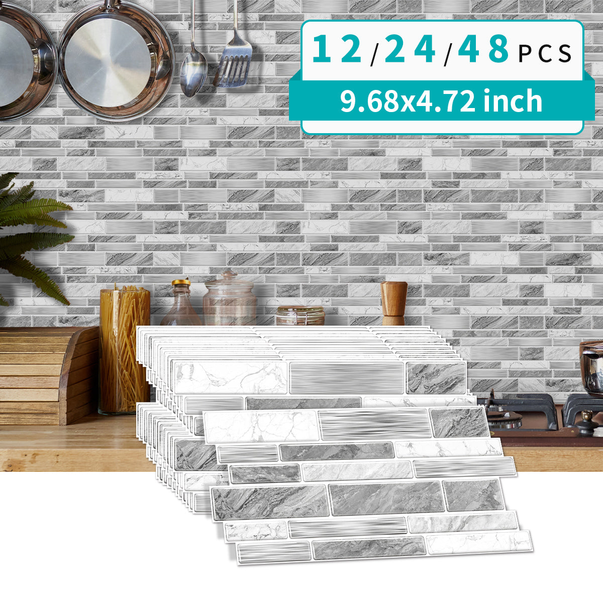 Irregular Shape Modern Grey Marble Pattern Peel And Stick Wallpaper Kitchen Bathroom Tile Stickers