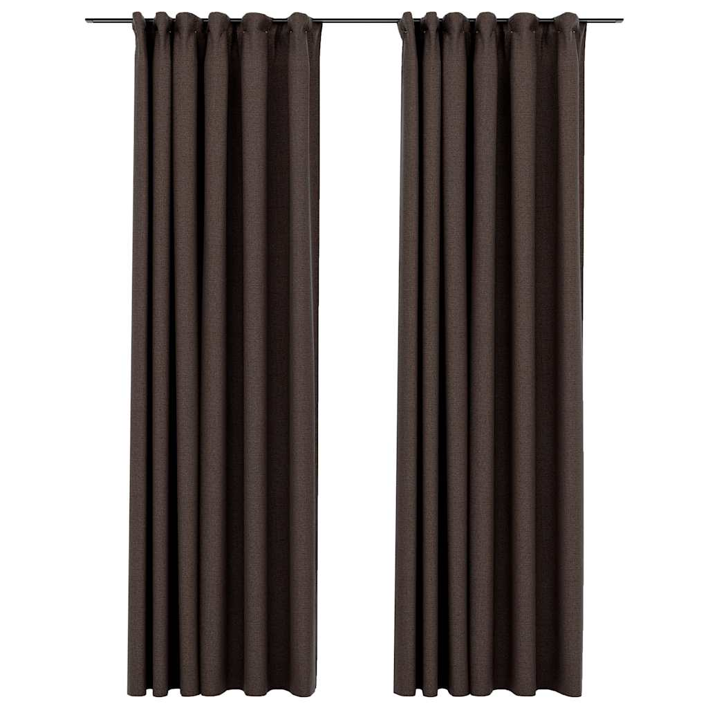 vidaXL Linen-Look Blackout Curtains with Hooks 2 pcs Taupe 55.1x96.5"