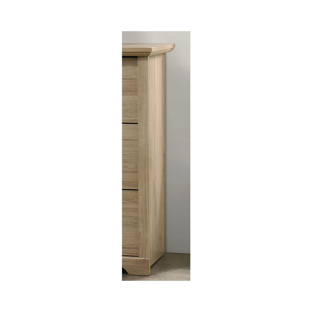 Elara 57"W Light Oak Finish 6-Drawer Dresser with Black Handles