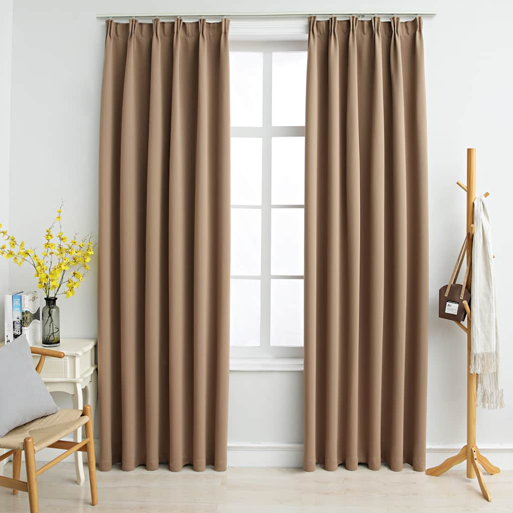 vidaXL Blackout Curtains with Hooks 2 pcs Taupe 55.1x96.5"