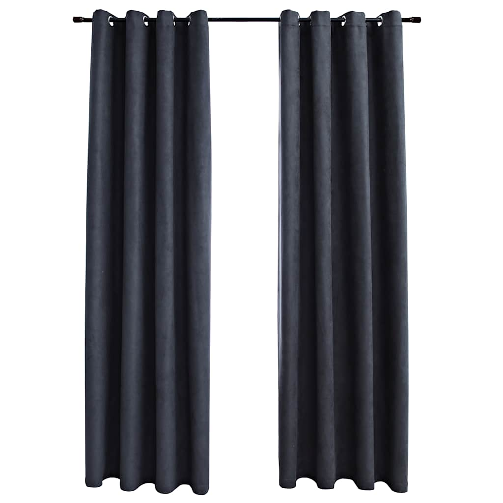 vidaXL Blackout Curtains with Metal Rings 2 pcs Anthracite 55.1x68.9"