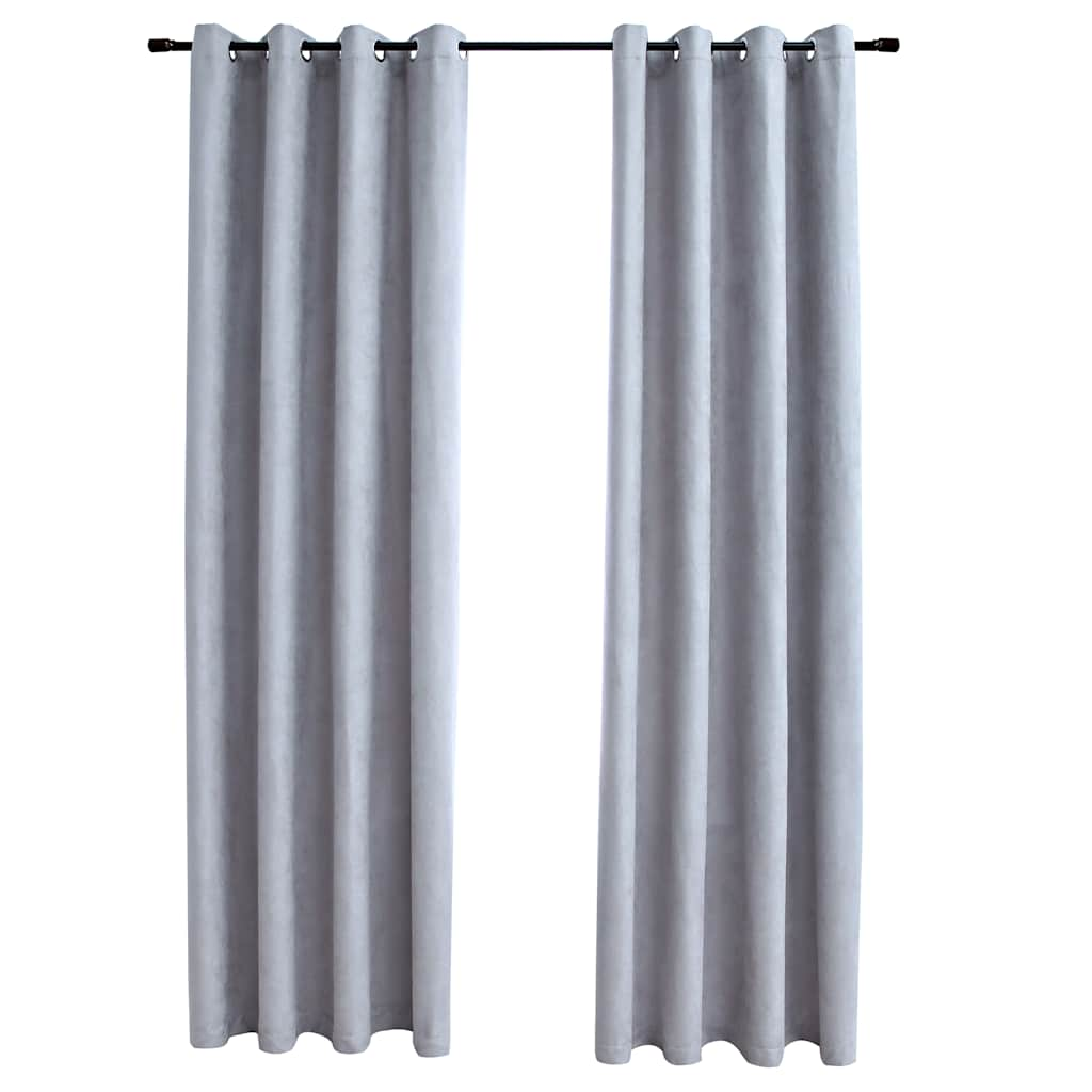 vidaXL Blackout Curtains with Metal Rings 2 pcs Grey 55.1x68.9"