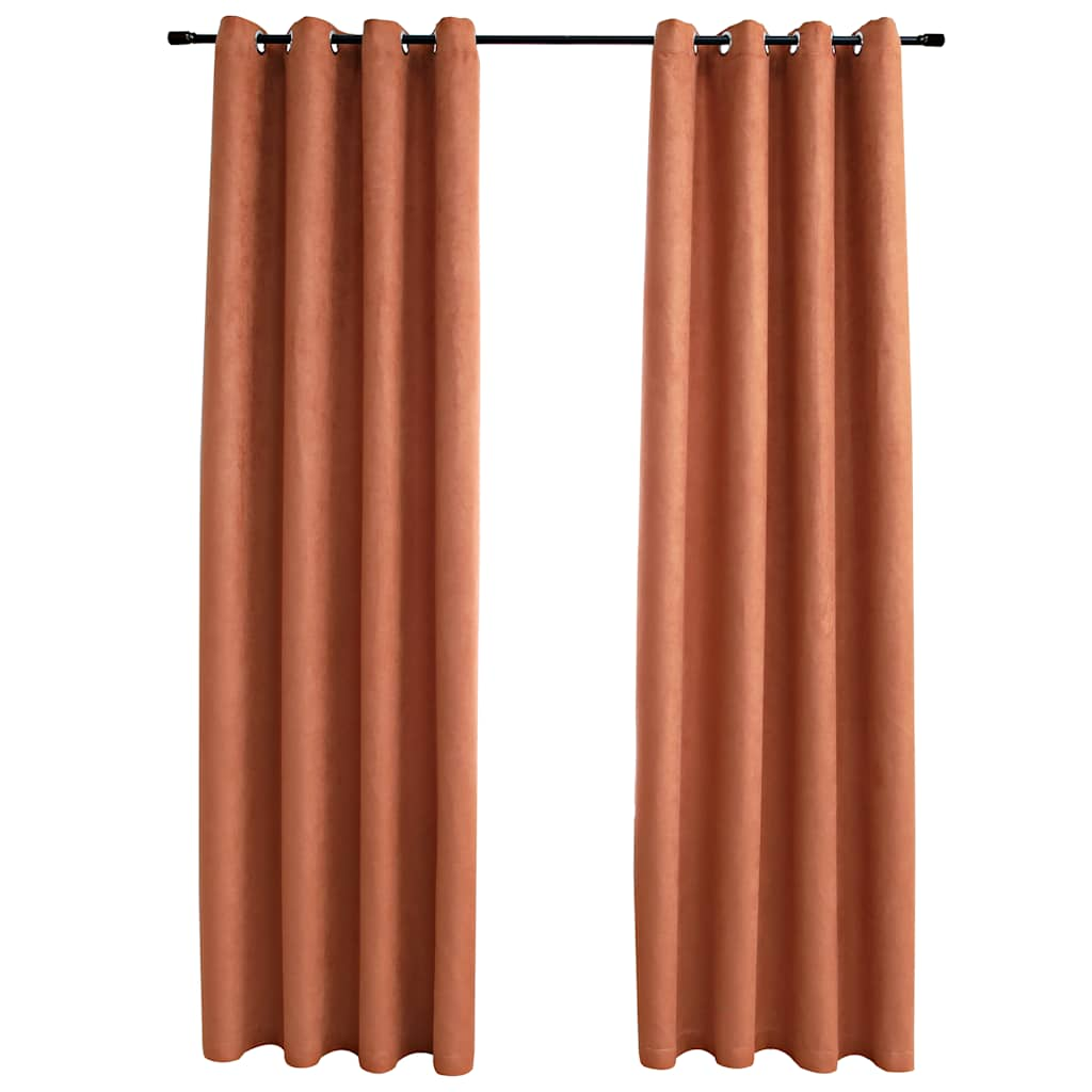 vidaXL Blackout Curtains with Metal Rings 2 pcs Rusty 55.1x88.6"