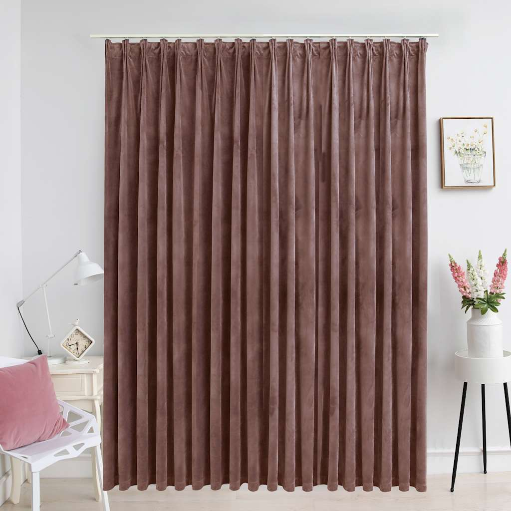 vidaXL Blackout Curtain with Hooks Velvet Antique Pink 114.2x96.5"