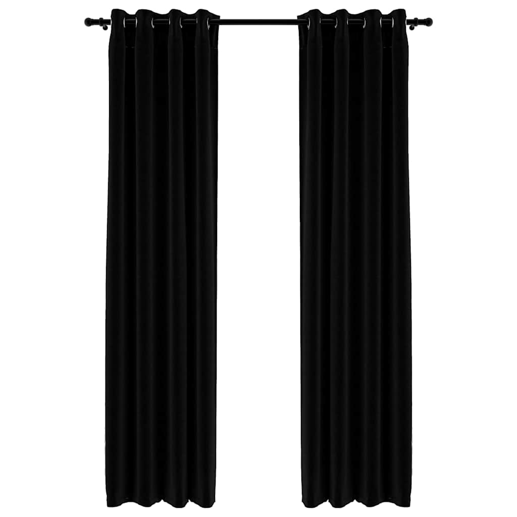 vidaXL Linen-Look Blackout Curtains with Grommets 2pcs Black 140x88.6 "
