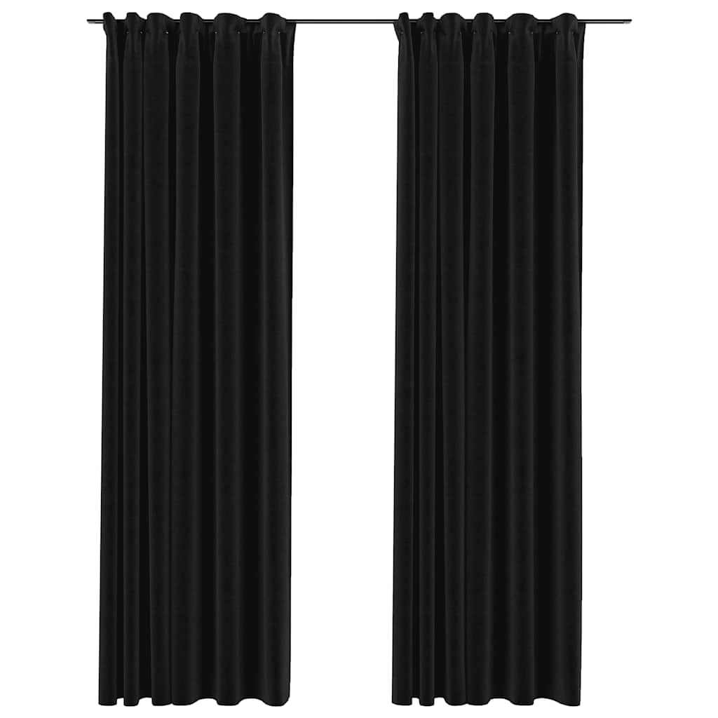 vidaXL Linen-Look Blackout Curtains with Hooks 2 pcs Anthracite 55.1x88.6"