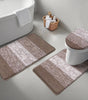 Traditional 4 Piece Microfiber Washable Bathroom Rug Set, Grey