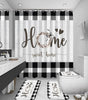Black & White Rustic Bathroom Set – Shower Curtain with Matching Rugs & Toilet Mat