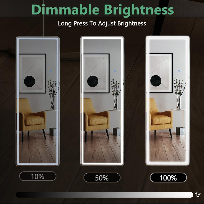 RIMIKING LED Full-Length Mirror with Smart Touch Control,Durable & Safe Design,Multi-Functional Use,Space-Saving Installation, FYLED-2164N