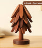 Set of 4pcs Heat-Resistant Tree Design Wooden Trivets, High-Temp Resistant Kitchen Decorative Placemat, Table Mats, Pot Holders & Coasters, Ideal Christmas Gift