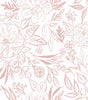 Floral Sketch Pink Vinyl Peel and Stick Matte Wallpaper 30.75 sq. ft.