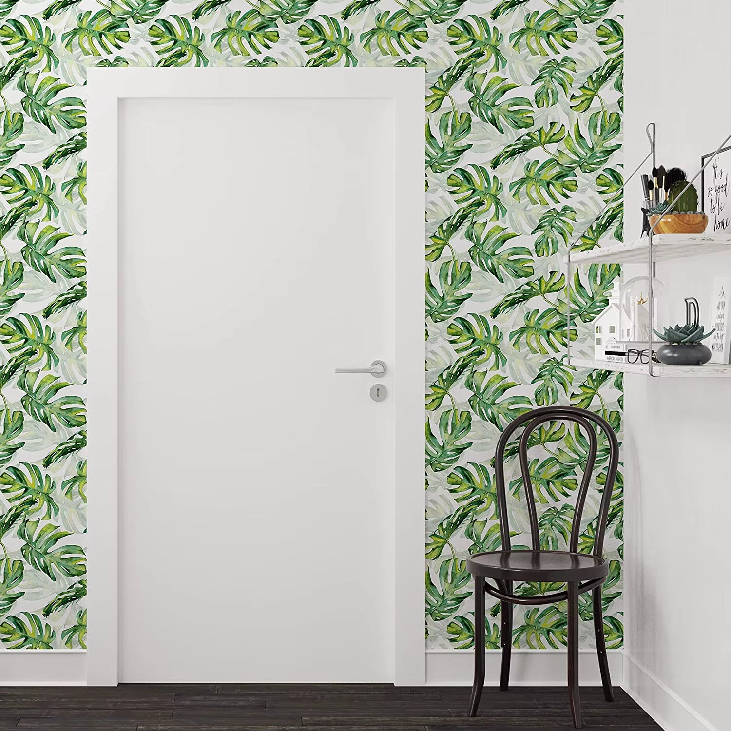 Tropical Green Leaf Peel and Stick Wallpaper Palm Leaves Self Adhesive Removable Wallpaper Waterproof Decorative Contact Paper