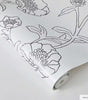 Metallic Black and White Peonies Vinyl Peel and Stick Wallpaper Roll