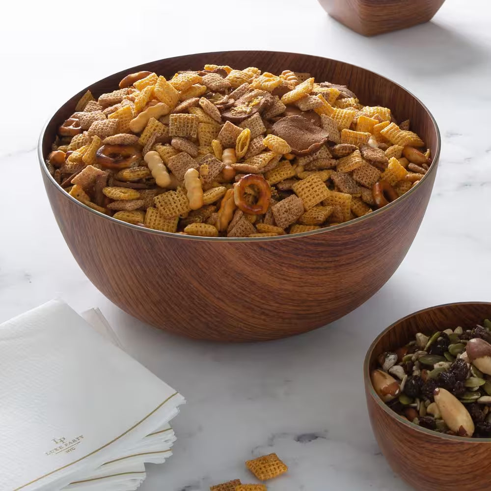 Mahogany Collection 80 Fl. Oz. Brown Plastic Large 9 In. round Serving Bowl