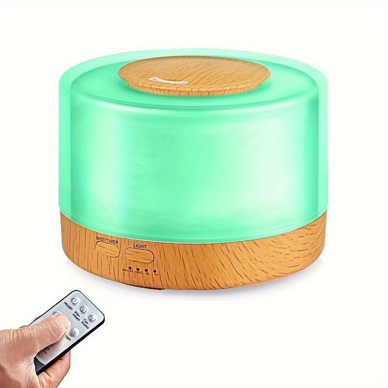 500ml Ultrasonic Aroma Diffuser + 6 Essential Oils | Quiet Humidifier, Air Purifier, 7 LED Colors, Auto-Off Safety, Wood Grain Design for Home, Bedroom & Large Rooms