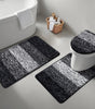Traditional 4 Piece Microfiber Washable Bathroom Rug Set, Grey