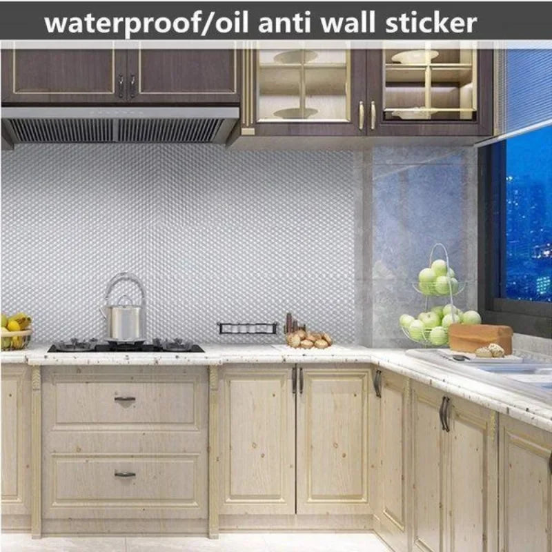 Kitchen Backsplash Stickers,40 X 100Cm, Self Adhesive Drawer Liner Peel and Stick Foil Wallpaper Cabinets Shelf Sticker