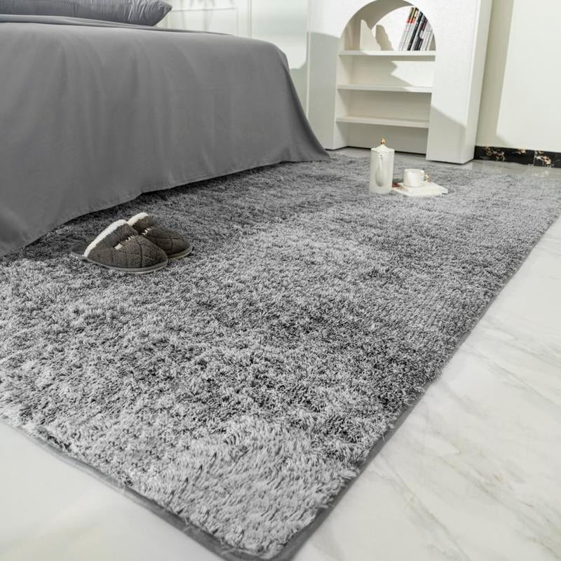 Large Shag Area Rugs for Living Room, Grey Shaggy Fluffy Rugs for Bedroom