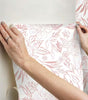 Floral Sketch Pink Vinyl Peel and Stick Matte Wallpaper 30.75 sq. ft.