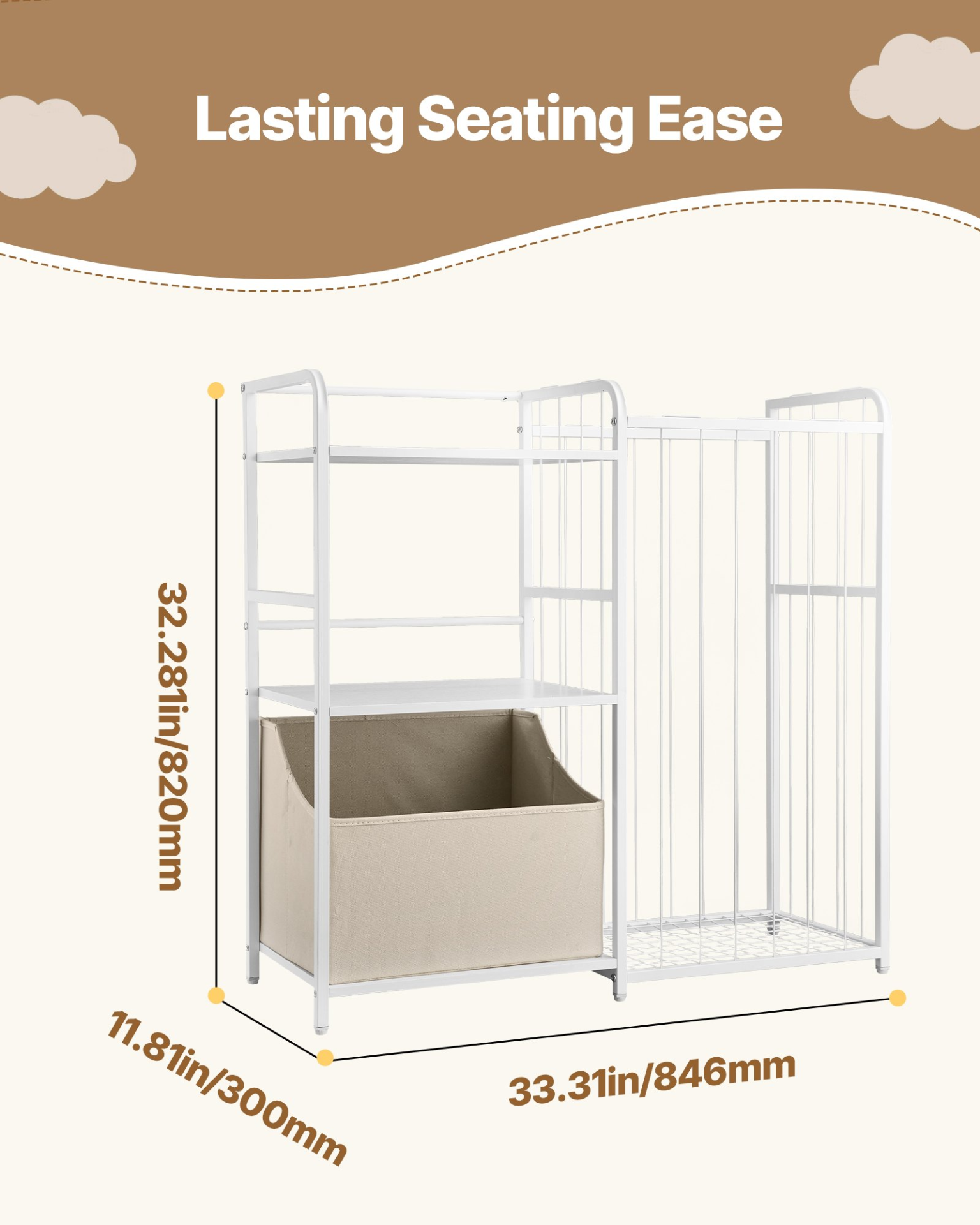 VEVOR Kids Bookshelf and Stuffed Animal Storage, Toy Storage Organizer, 2-Tier Book Shelf with Fabric Toy Chest, Toy Storage for Kids Room, Living Room, Entryway, Nursury, Preschool, White