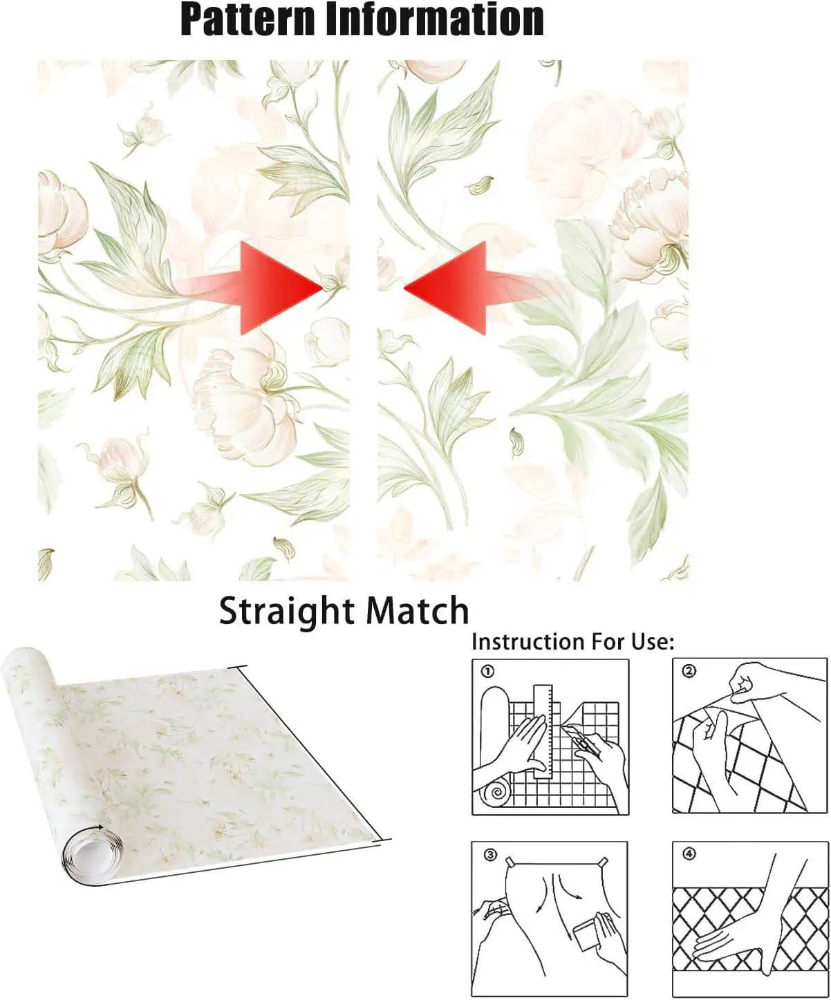 Boho Vintage Floral Wallpaper Peel and Stick Contact Paper Light Pink Self Adhesive Wall Paper for Bedroom Accent Wall Removable