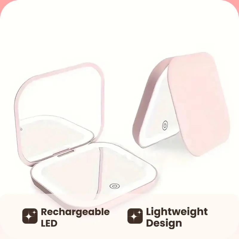 Portable LED Makeup Mirror – Compact Rechargeable Pocket Mirror with Light for Travel & On-the-Go Makeup